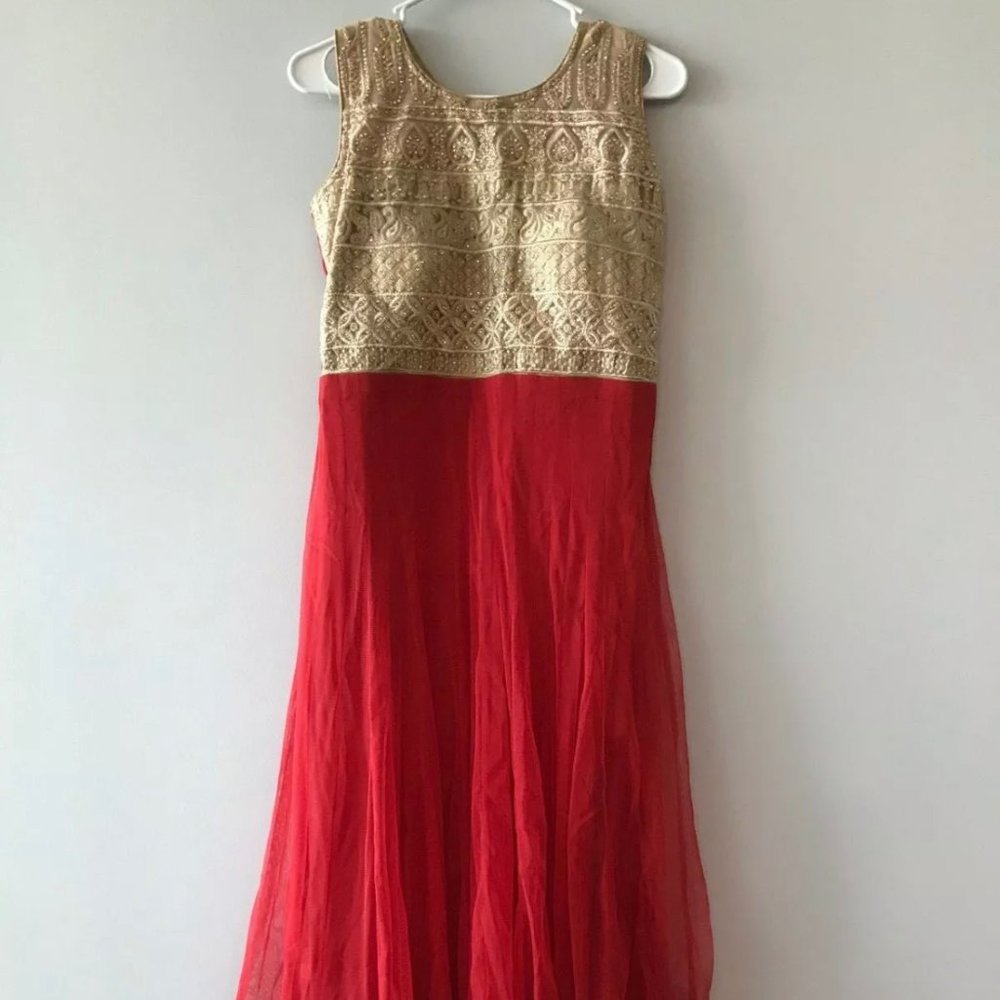 NEW Red/Gold Anarkali Dress - salwar, sleeveless